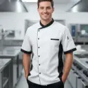 Camisa tipo chef unisex combinada