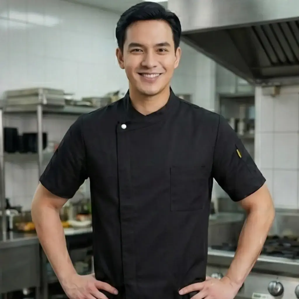 Camisa filipina para chef de broche