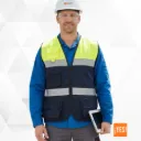 Chaleco combinado verde neon con azul oscuro