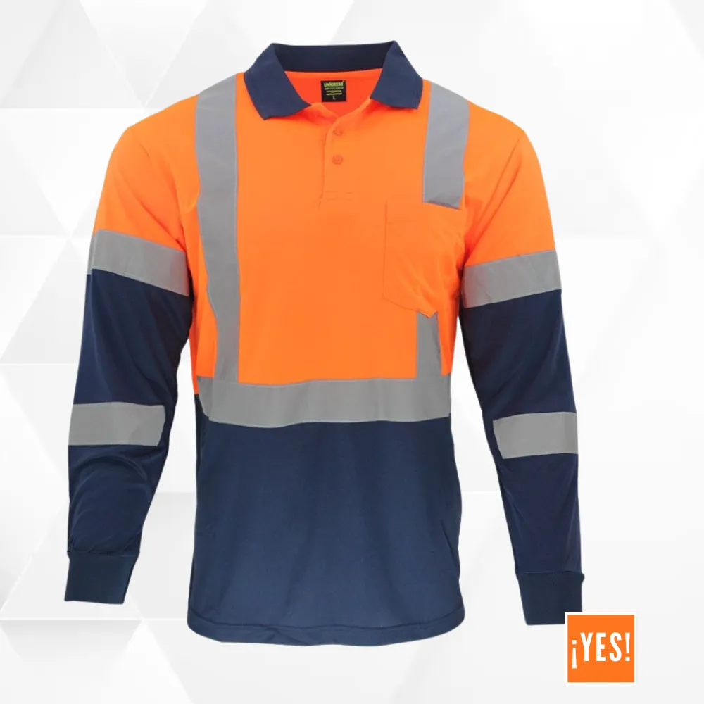 Camisa Dryfit L-Sleeve tipo polo naranja