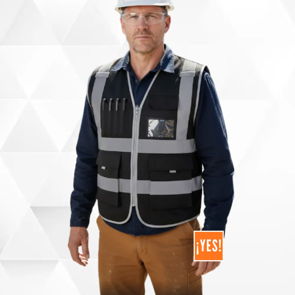 Chaleco negro con lapiceros